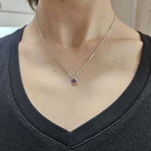Swarovski Solitaire Purple Crystal Necklace – Silver Tone
